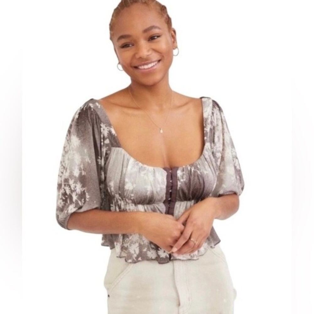 Urban Outfitters Lisbeth Top Blouse Boho Babydoll Hippie Floral Festival L